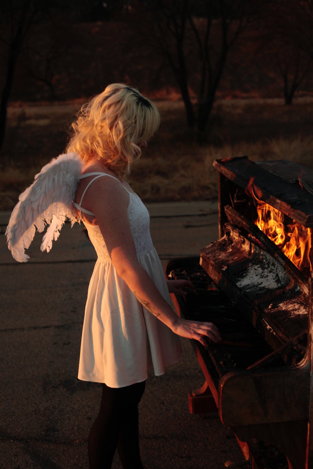 Woman in angel outfit Woman in angel outfit