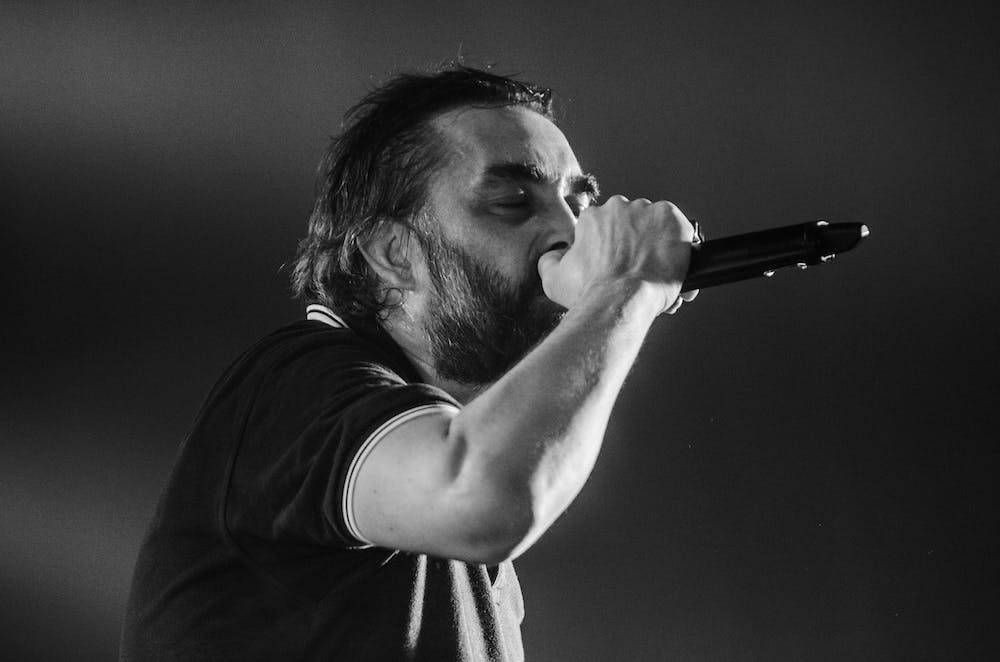 Man with microphone singing