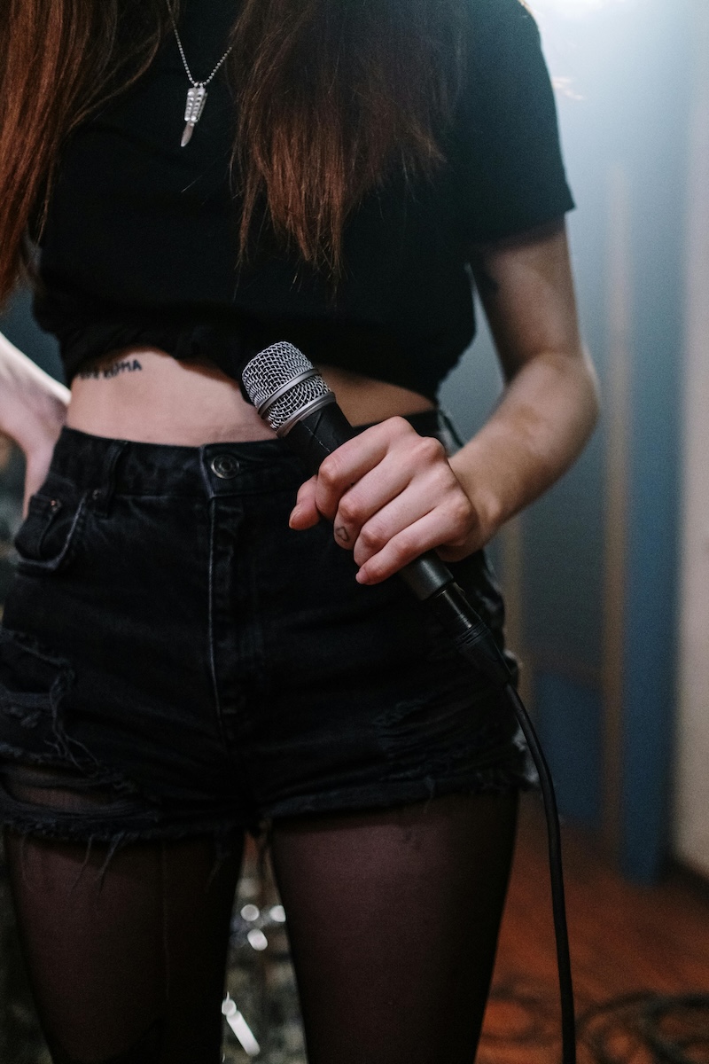 Woman with microphone